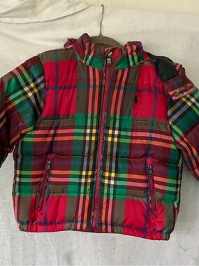 Polo Ralph Lauren unisex 3 T plaid tartan puffer hooded jacket